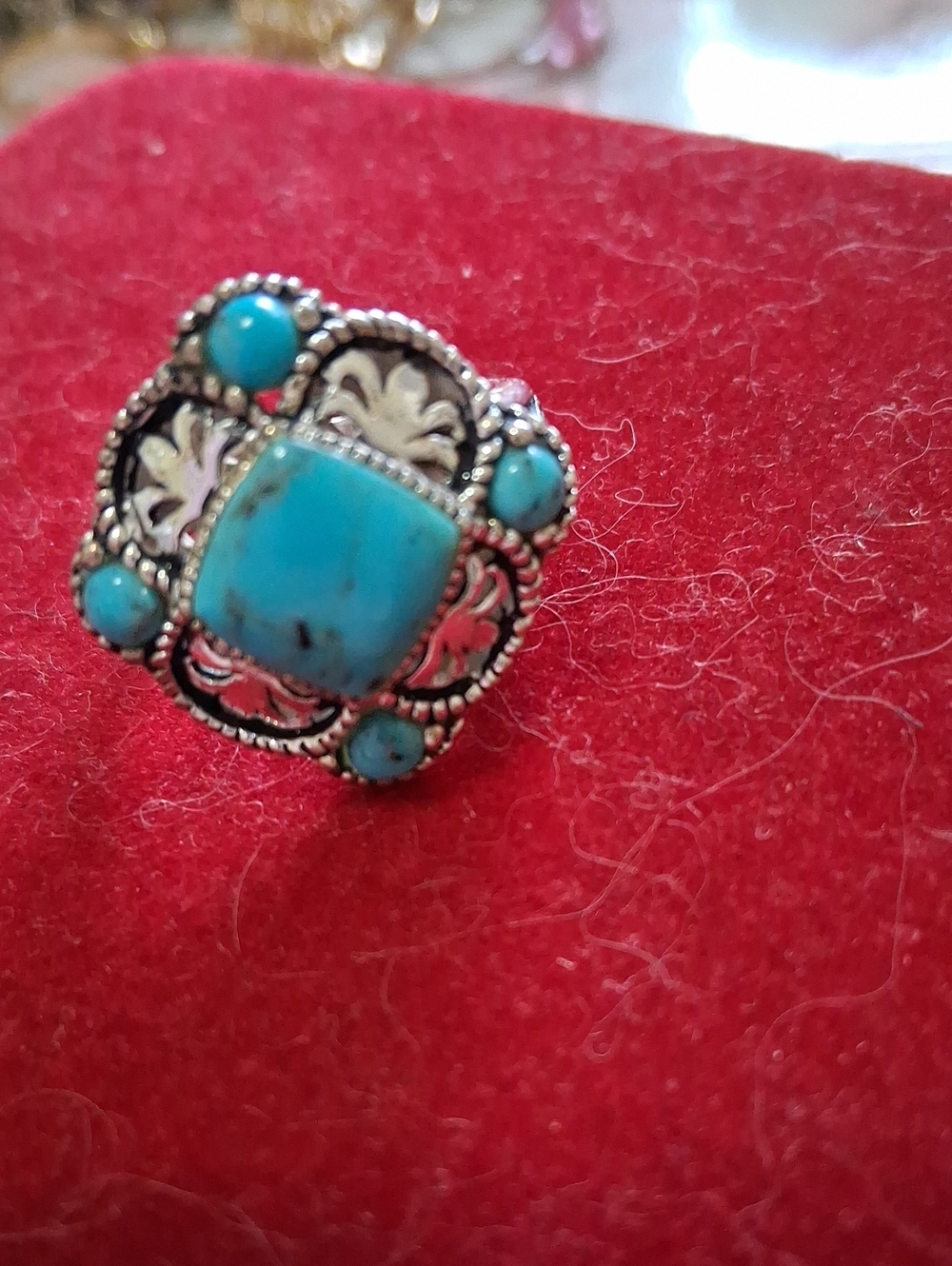Source Unknown Turquoise Blue Filigree Ring